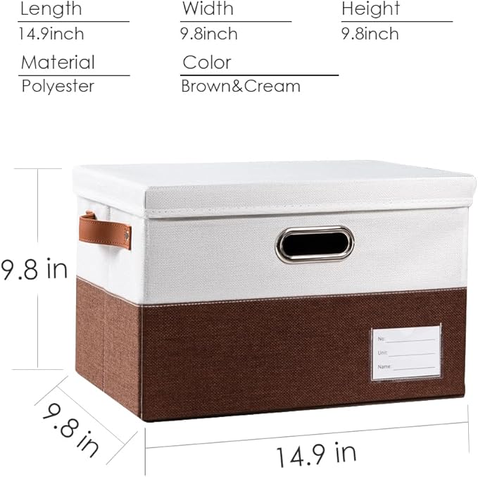 PRANDOM Foldable Storage Bins with Lids [3-Pack] Fabric Collapsible Storage Boxes Baskets Cubes Containers with Handles for C