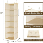 MAX Houser 6 Tier Shelf Hanging Closet Organizer, Closet Hanging Shelf with 2 Sturdy Hooks for Storage,2 Pack, Foldable (Yell