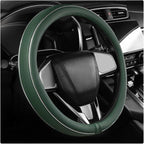 Yourkar Leather Steering Wheel Cover, Breathable Anti-Slip Car Steering Wheel Protector for Max Diameter 15 Inch, Universal A