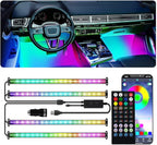 Car LED Strip Lights,72 LED Interior Strip Lights Dream Color RGB+IC with Smart APP Remote Control,Multicolor Footwell Under Dash Chasing Inside Light Kits Music Sync Mode,for Cars Truck ATV UTV