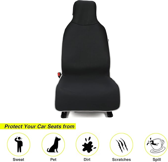 Waterproof Neoprene Car Seat Cover, Sweatproof Non-Slip Seat Protector, Universal Fit for Front Bucket or Rear Bench Seat of 