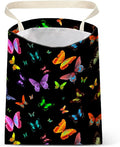IRADA Car Trash Bag Hanging No Snap Small Garbage Bag for Car Back Seat Cute Printed One-Handed Strap Trash Bags Car Accessories-Butterfly Car Trash Bags