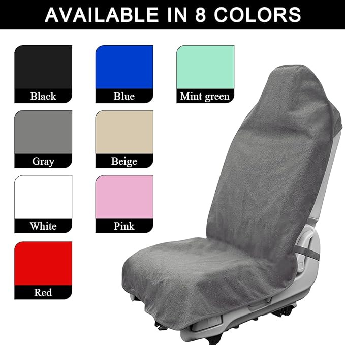 2PCS Car Towel Seat Cover, Waterproof Sweating Non-Slip Premium Soft Towel Carseat Protector, Universal Machine Washable Car 