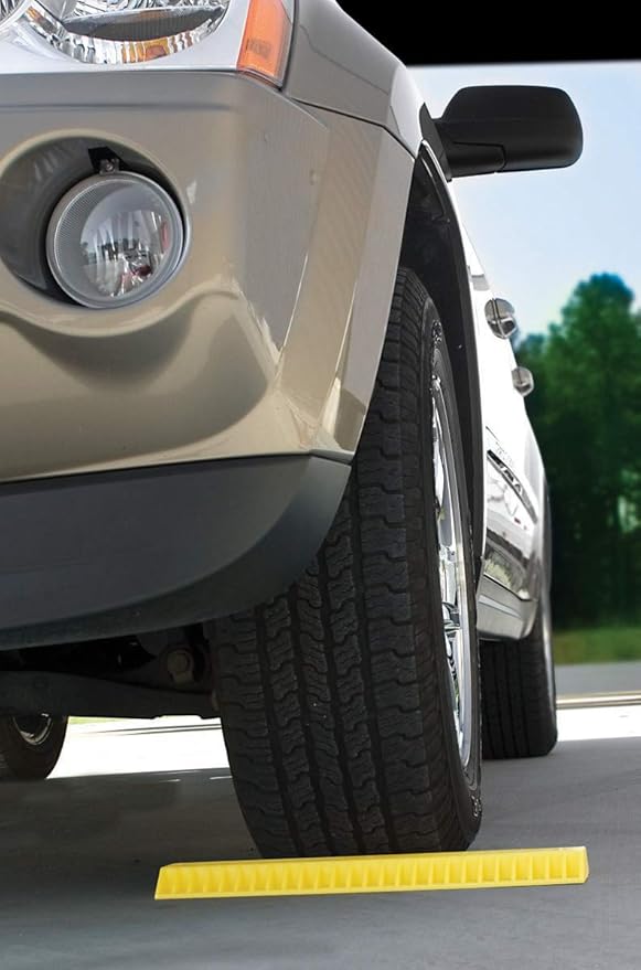Camco AccuPark Vehicle Parking Aid | Features Heavy Duty High Visible Resin Design | Easy Installation with Adhesive Strips | Measures 18-3/8” x 3-3/4” x 1-1/3” | 1-Pack (44442)