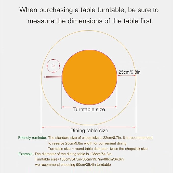 Wooden Dining Table Turntable, 35.4" Round Lazy Susan Turntable Silent Smooth, Easy to Clean for Dining Table Kitchen (90cm/3