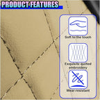 Leather Car Center Console Cover, Universal Automotive Armrest Booster Cushion, Vehicle Middle Console Organizer with 2 Cup Holders, Side Storage Bag, Tissue Box & Phone Slot(Beige)
