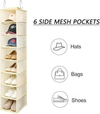 Berdeng Hanging Shoe Organizer for Closet with Side Mesh Pockets，Hat Racks for Baseball Caps，Shoe and Hat Holder & Storage，8-