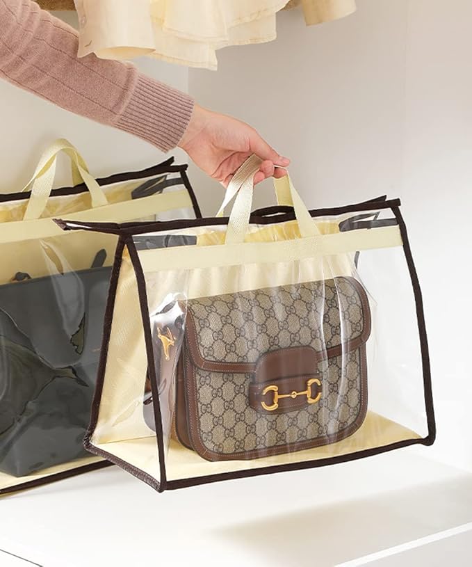 CINPIUK Clear Handbag Storage Bags Purse Organizer for Closet, Zipper Hanging Storage Bag for Handbags, XL, 4PCS