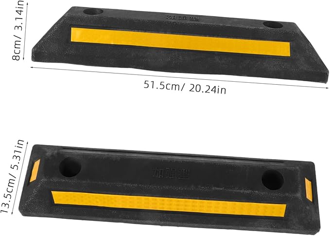 Heavy Duty Rubber Parking Block Stopper with Anti-Slip Texture Garage Car Stop Indicator for Driveway and Parking Lot Pre-drilled for Secure Installation
