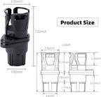 Car Cup Holder Expander, 2-in-1 Multifunctional Adjustable Drink Holder, Black Universal Beverage Organizer for Vehicle Conso