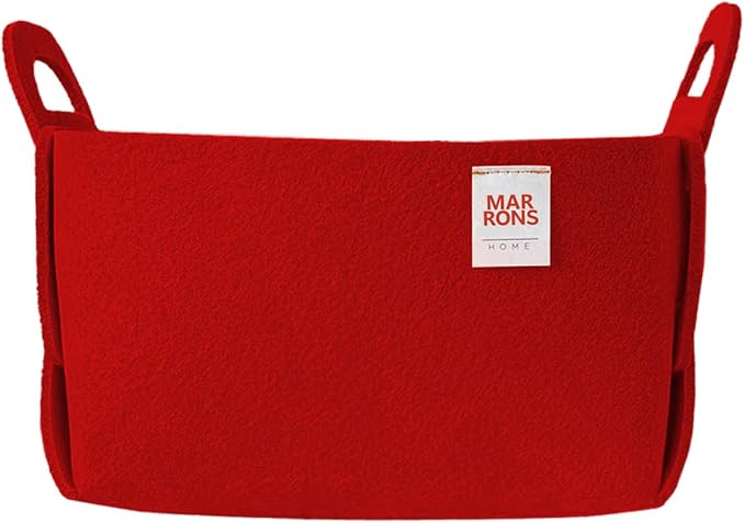 Collapsible Felt RED Storage Bin Small 7.1"x5.1"x5.1" – Foldable Basket with Handles for Closet, Toy Storage, Laundry Room Or
