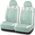 PIC AUTO Car Seat Covers, Cute Rabbit Premium Green Leather Seat Covers, Universal Fit Front Seat Covers for Cars, Trucks, SU