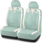 PIC AUTO Car Seat Covers, Cute Rabbit Premium Green Leather Seat Covers, Universal Fit Front Seat Covers for Cars, Trucks, SU