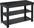 Pipishell Bamboo Shoe Rack Bench, 3 Tier Sturdy Shoe Organizer, Storage Shoe Shelf, Holds up to 300lbs for Entryway Bedroom L