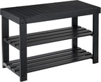 Pipishell Bamboo Shoe Rack Bench, 3 Tier Sturdy Shoe Organizer, Storage Shoe Shelf, Holds up to 300lbs for Entryway Bedroom L