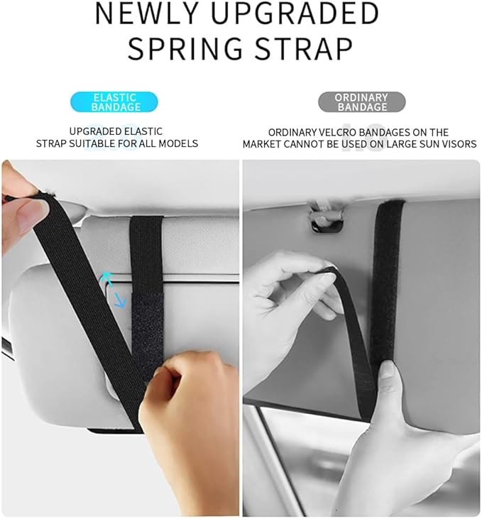 Car Sun Visor Organizer Glasses Case Storage Pocket Organizer with Multi-Pocket Net Zipper Pouch Sunglass Holder for Car Truck SUV (Black)