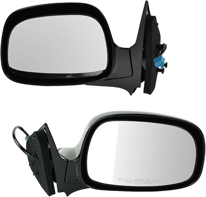 TRQ 2 Piece Driver and Passenger Side Mirror Assembly Set Electric Adjustment Heated No Memory Black Compatible with 2002-200