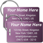 Personalized Luggage Tags for Suitcases - Custom Metal Luggage Tag - Pack of 2 (Light Purple, 2x3.5)