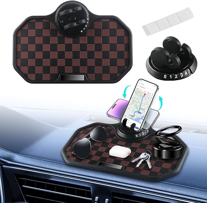 Car Anti Slip Mat Dashboard Tray Decorations Sticky Pad Multi Functional Thickened and Widened Washable with 360° Rotating Un