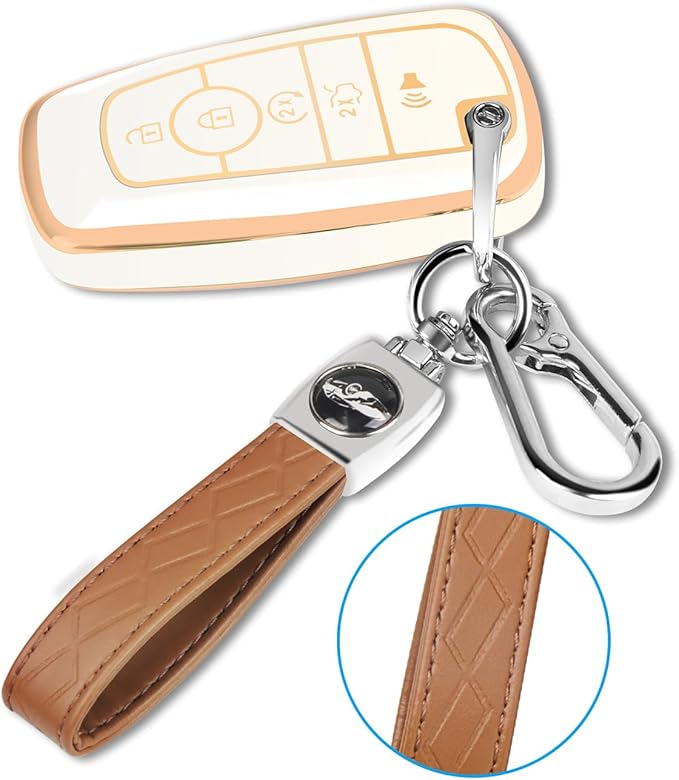 for Ford Key Fob Cover with Keychain, Soft TPU Key Case Shell Full Protection for Ford Explorer Fusion Escape Edge Expedition