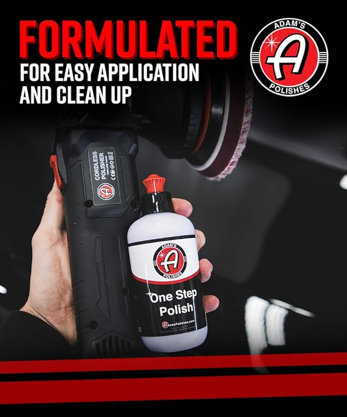 Adam's Polishes One Step Polish 12oz - Safe for Clear Coat, Single Stage, or Lacquer Paint - Increased Cut & Finishing, Body Shop Safe - Easy Application and Removal, Excellent Shine