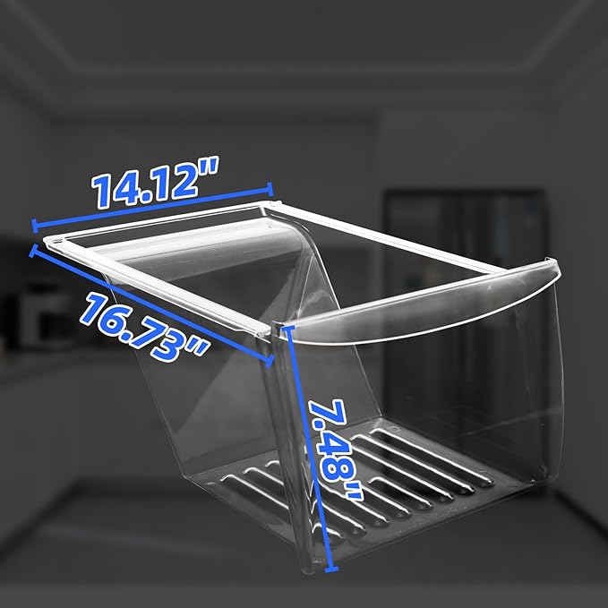 [2 PACK] Refrigerator Crisper Drawer 240337103 Replacement, Shatterproof Clear Food Storage Container with Easy Slide Install