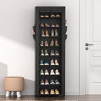 VILICK Shoe Rack with Cover Narrow Shoe Organizer with 4 Side Pockets 10 Tier Tall Shoe Storage Holds 18-22 Pairs Shoes and B