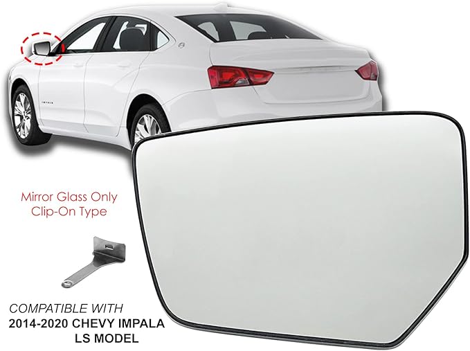 APA Replacement for Exterior Rear View Mirror Glass 2014-2020 Impala Power Non-Heated Driver Left Side 84269178 GM1324188