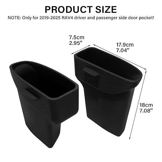 2PCS Door Side Trash Can for 2019-2024 2025 Toyota RAV4 Accessories Trash Bin with Handle Silicone Garbage Can (Left & Right Side)