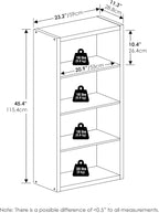 Furinno Viola Book Shelf, 4-Tier Bookshelf, Extra Thick Frame Bookcase with Open Shelf, Open Back Design, 11.3" x 23.2" x 45.