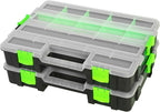 Jack Boss Tool Box with Transparent Lid, Single Side 17-Compartments Organizer Box with Removable Dividers for Hardware, Scre