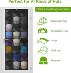 Unjumbly Baseball Hat Rack, 24 Pocket Over-The-Door Hat Organizer with Clear Deep Pockets to Display Baseball Caps Collection
