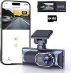 4K Dash Cam Front, WiFi Dash Camera for Cars, Mini Dashcam with Super Night Vision,1.97 Inch Screen, Loop Recording, G-Sensor