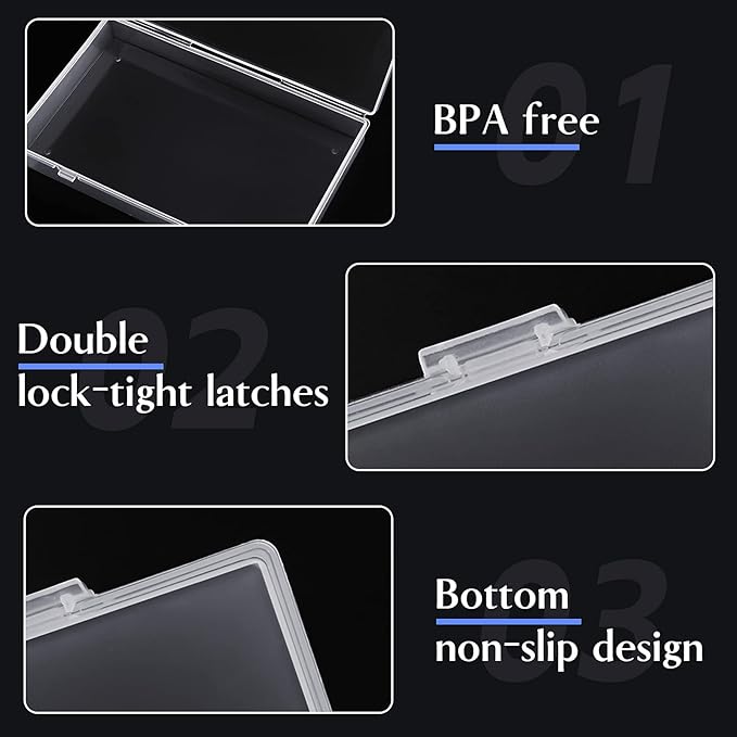 24 Pack Mixed Sizes Rectangular Mini Plastic Containers Clear Plastic Storage Boxes with Hinged Lids and Labels Empty Beads O