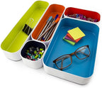 Three by Three Seattle 10 Piece Metal Organizer Tray Set for Storing Makeup, Stationery, Utensils, and More in Office Desk, K