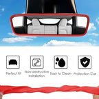 2PCS Protector Trim Frame Compatible with Tesla Model 3 Y 2019-2024 2025 Screen Edge Frame Rearview Mirror Cover Interior Silicone Decorations Center Console Decor Highland Juniper Accessories (Red)