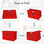 STOREONE Fabric Storage Cube Bins Foldable Organizer Container Collapsible Basket with Lids and Metal Handles, for Home, Bedr