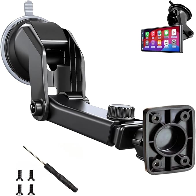 Carplay Mount with Scrwes Flexible Suction Cup Bracket for 7"/ 9"/ 10.26" Car Android Auto Screen Upgraded Windshield Dashboard Suction Cup Mount