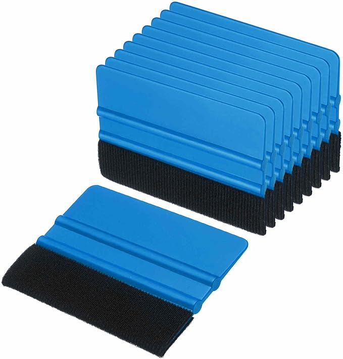HARFINGTON 10pcs Car Vinyl Scraper 4inch Vinyl Squeegee Felt Edge Squeegee Tool for Car Window Tint Wallpaper Decal Sticker Installation Crafts Car Wrap Paste, Blue