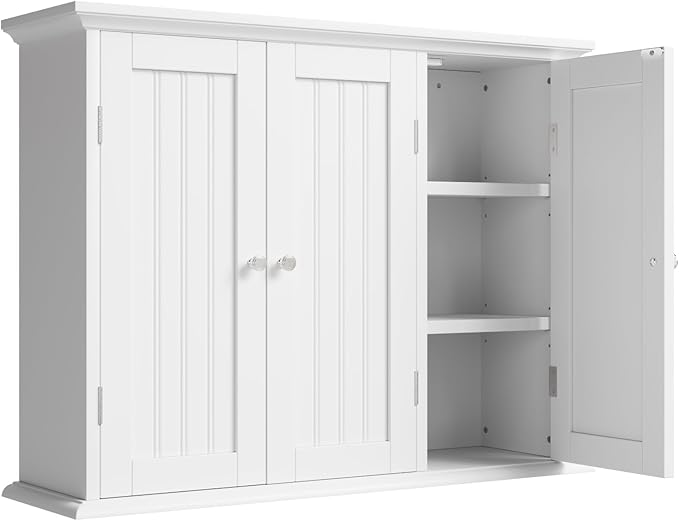 ChooChoo Bathroom Wall Cabinet with 3 Doors, Laundry Cabinet Wall Mounted, Medicine Cabinet with Adjustable Shelves, Hanging 