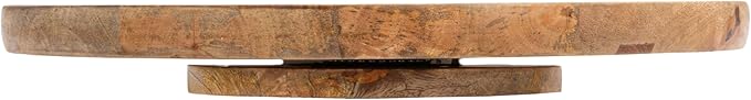 Creative Co-Op Checkered Lazy Susan in Mango Wood and Marble, White, Black and Natural