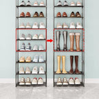 Metal Small Shoe Rack,Stackable Kids Shoe Stand,Narrow Shoe Storage Shelf for 8-10 Pairs of Shoes Entryway and Closet Hallway