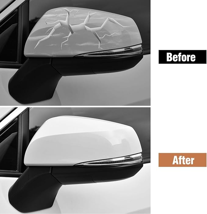 Moonlinks Compatible with Toyota RAV4 2019 2020 2021 2022 2023 2024 Left Side Mirror Cover Replacement, Pearl White Exterior Left Driver Side Door Rearview Mirror Cap Trim for RAV4 LH
