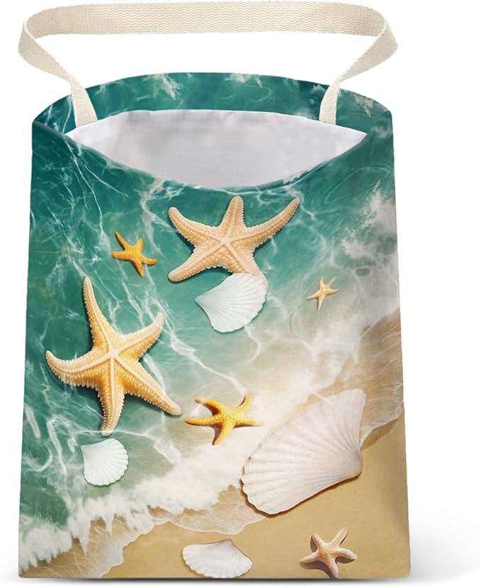 IRADA Car Trash Bag Hanging No Snap Small Garbage Bag for Car Back Seat Cute Printed One-Handed Strap Trash Bags Car Accessories-Starfish Car Trash Bags