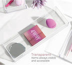 iDesign Plastic Makeup Drawer Organizer Tray - Vanity Organizer or Desk Drawer Organizer - Clear/Matte White