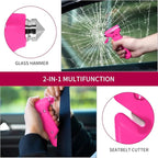 2 Pack Car Safety Hammer, Pink Emergency Escape Hammer with Window Breaker and Seatbelt Cutter for women,Interior Car Safety 