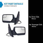TRQ Driver & Passenger Side Mirror Set with Heat Manual Folding without Housing Turn Signal Compatible with 2012-2017 Ford Ex