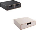 Linen Leather Desk Organizer with Drawers－Mini Desktop Drawer Organizer Stackable + Stackable Organizer Drawer PU Leather Cla