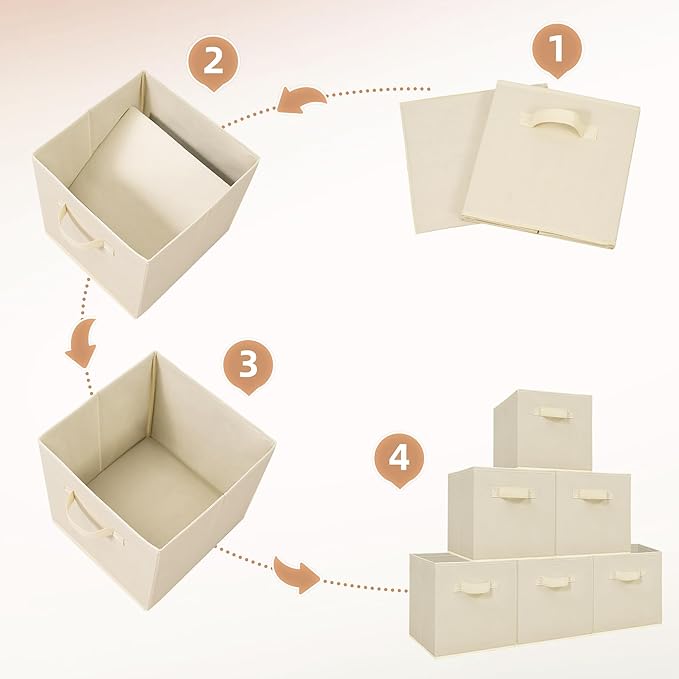 STORAGE MANIAC Storage Cubes, 11 Inch Collapsible Storage Bins with Handles, 8 Pack Fabric Foldable Bins for Organization, Du