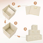 STORAGE MANIAC Storage Cubes, 11 Inch Collapsible Storage Bins with Handles, 4 Pack Fabric Foldable Bins for Organization, Du